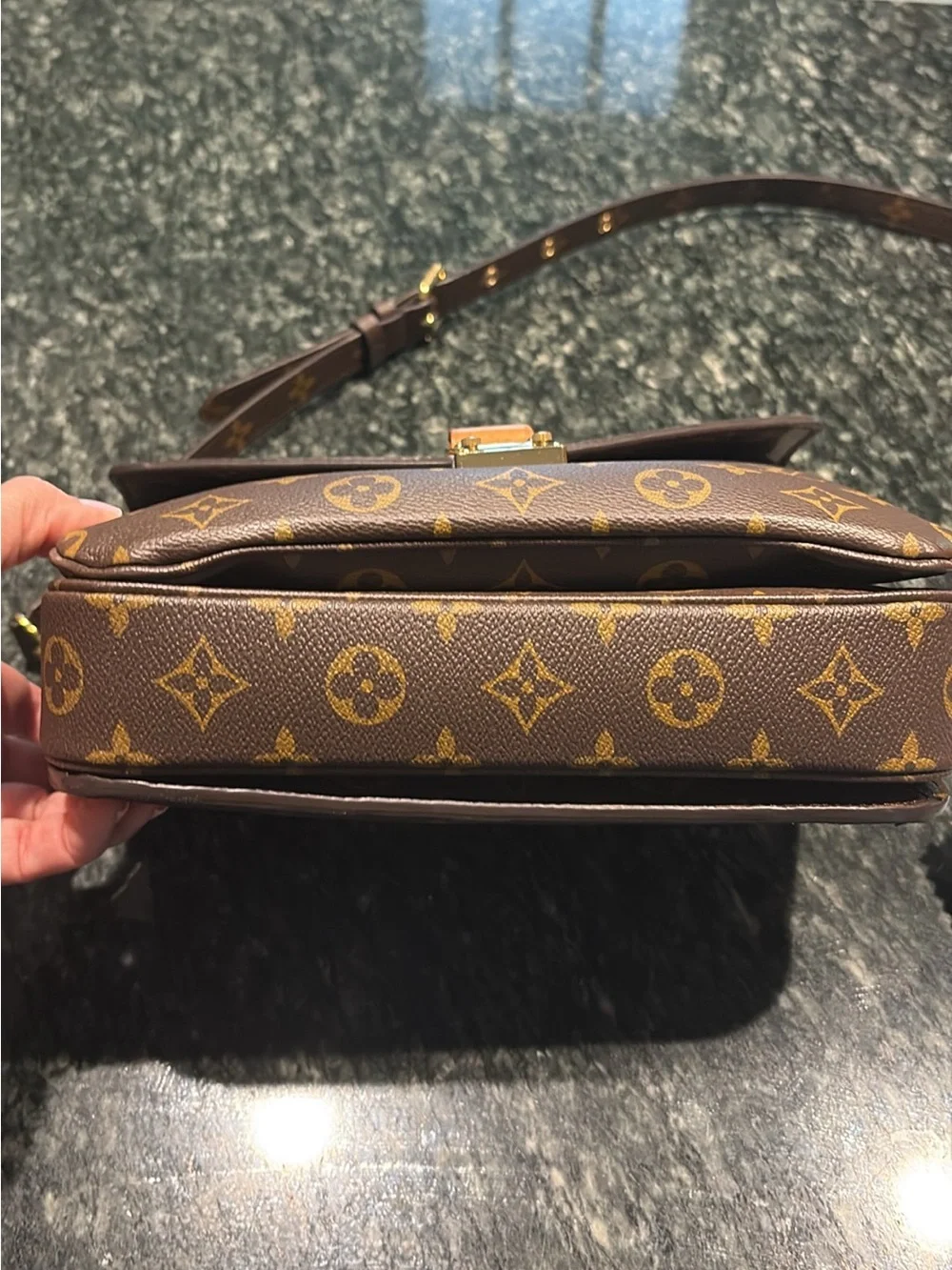 Louis Vuitton Brown Monogram Canvas Crossbody with Gold Hardware